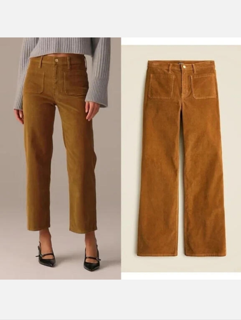 J. Crew Sailor Slim-Wide Pant In Stretch Corduroy Dark Academia 27 Tan Brown